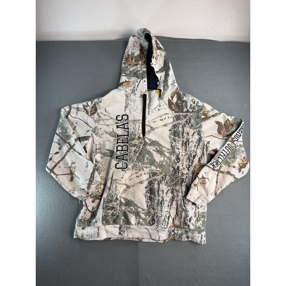 Cabela's Hoodie Mens XL Camo Pull Over Hunting Pullover Cotton Custom